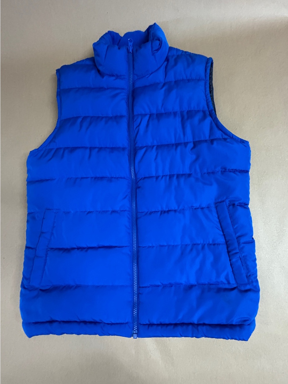 Gap Quilted Puffer Vest — Bright Blue, Size S — Polyester, Snap Pockets